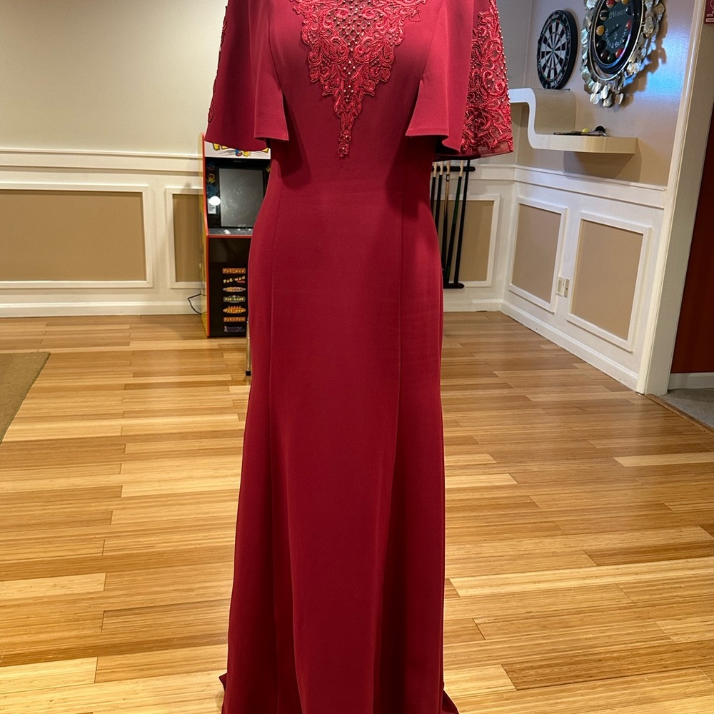 Elegant Burgundy Evening Gown
